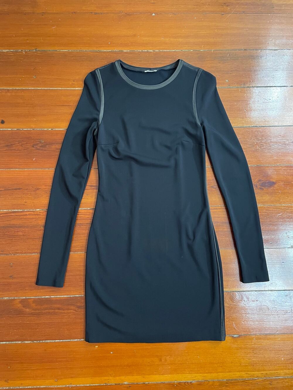 Wolford Black Sheath Bodycon Long Sleeve Stretch Mini Dress S